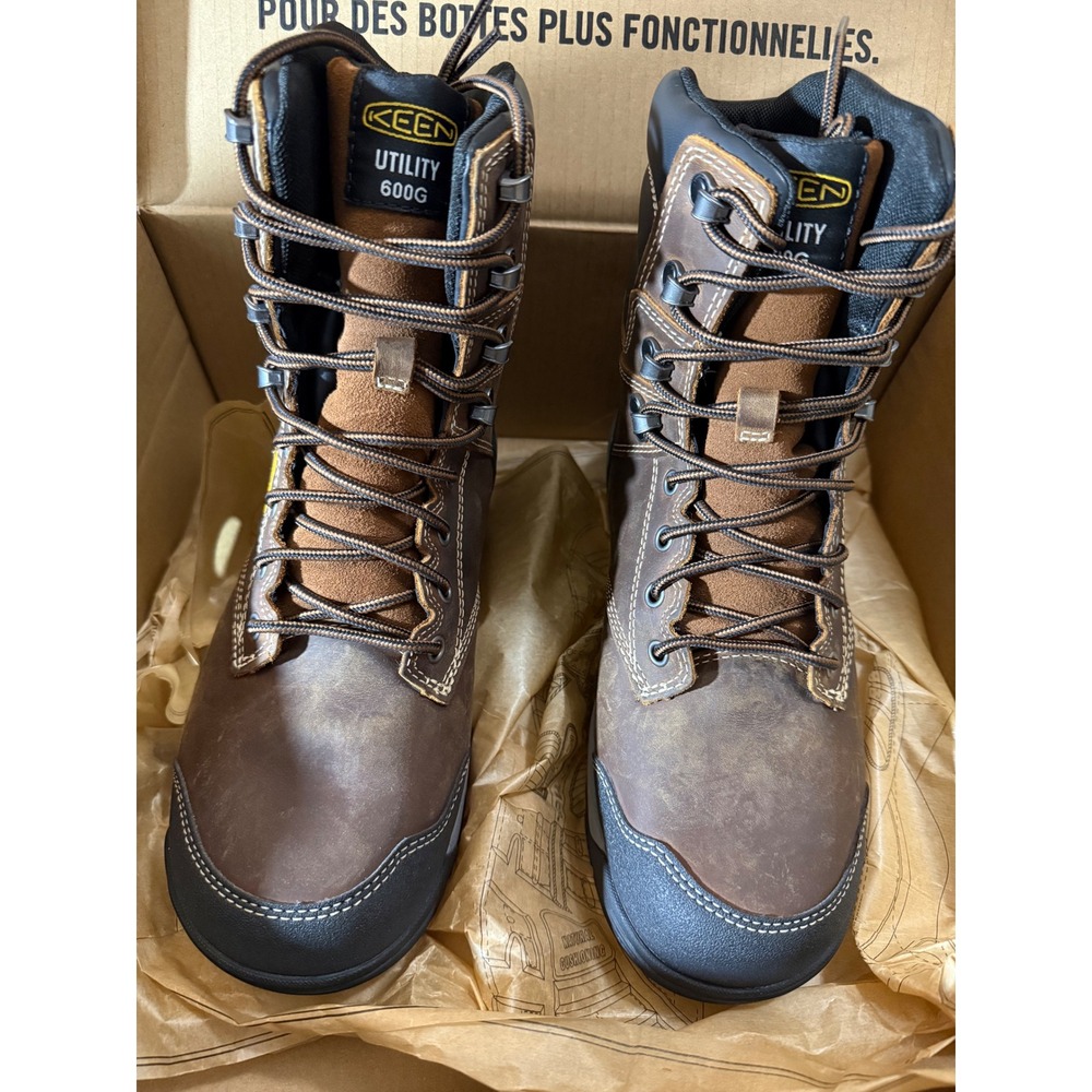 Keen Utility 600G Insulated Waterproof Work Boots‎ Brown Leather Mens 7.5 EE